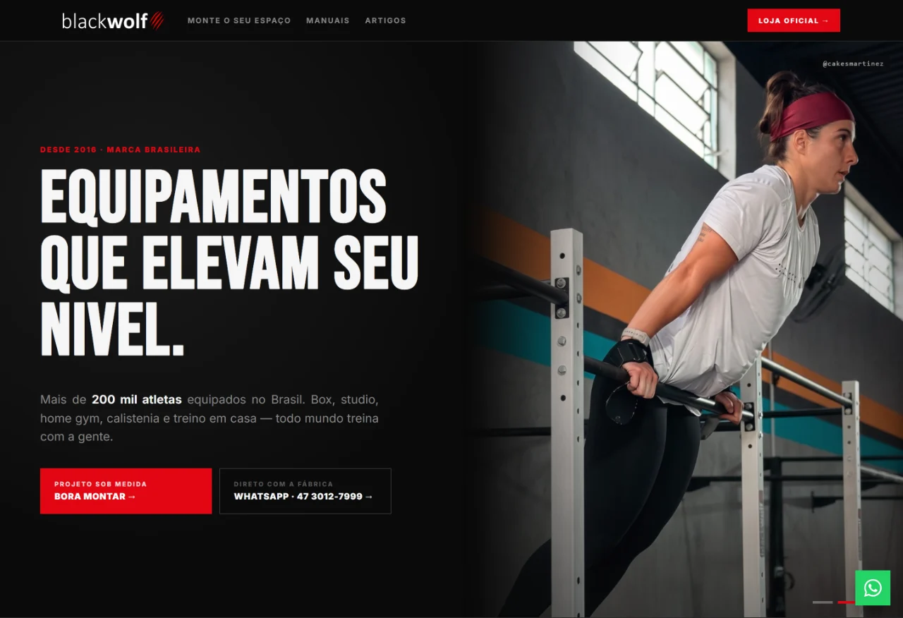 Página inicial do site da Blackwolf Brasil